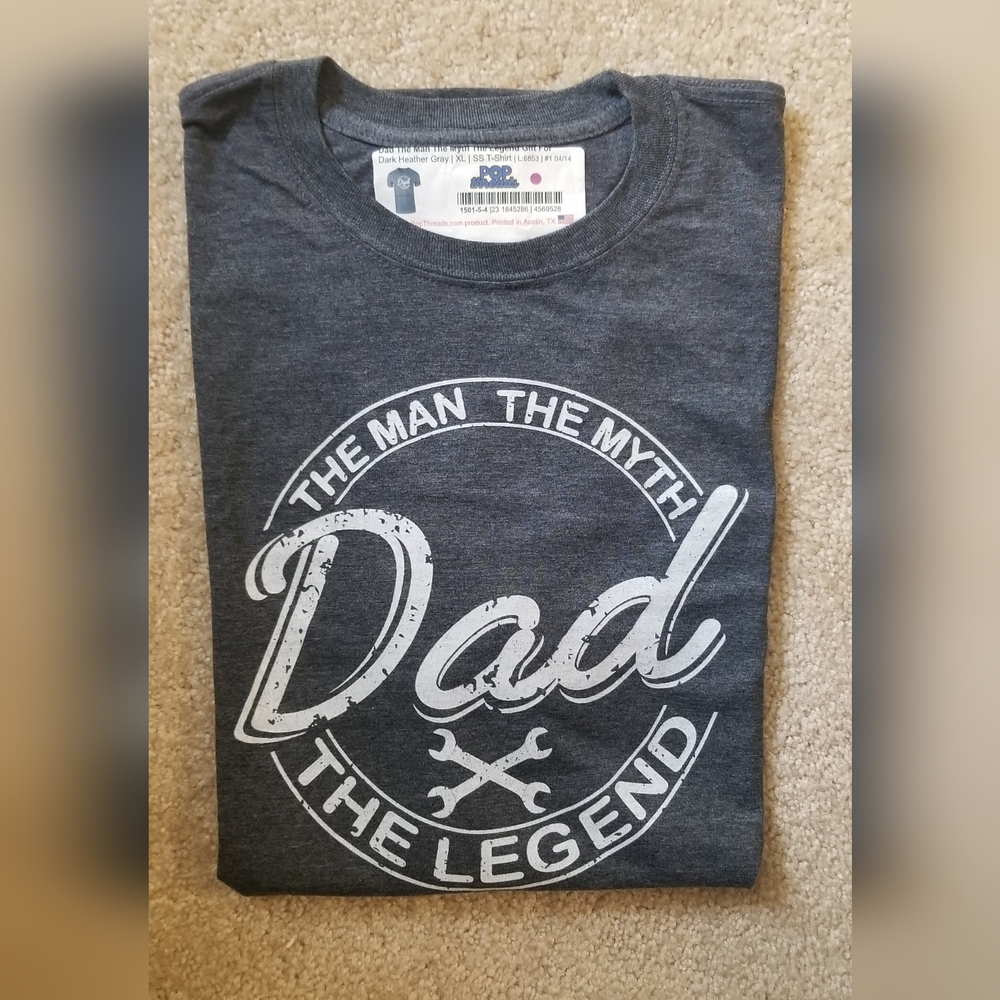 Dad: Man, Myth, Legend Graphic T-Shirt - Gray